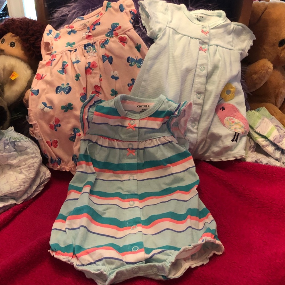 3 Infant Girl Short Sleeve Onesies